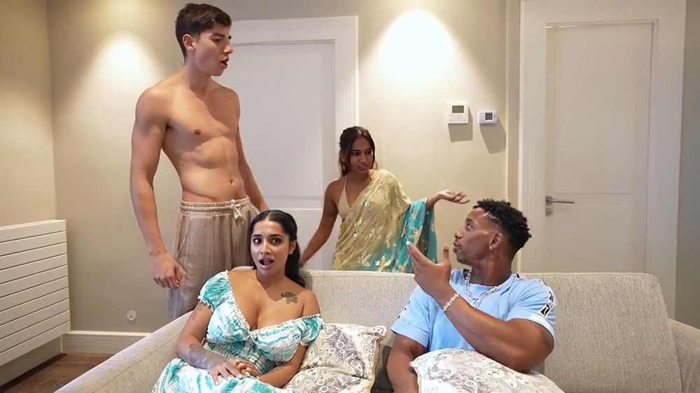 Mia Z Yasmina Khan With Jesus Reyes And Brady Bud Interracial Foursome With Two Indian Friends